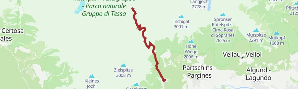 Route map: Valle Zieltal - Escursione tra rifugi e baite